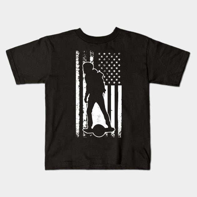 Onewheel Nation American Flag One wheel Rider Kids T-Shirt by Funky Prints Merch